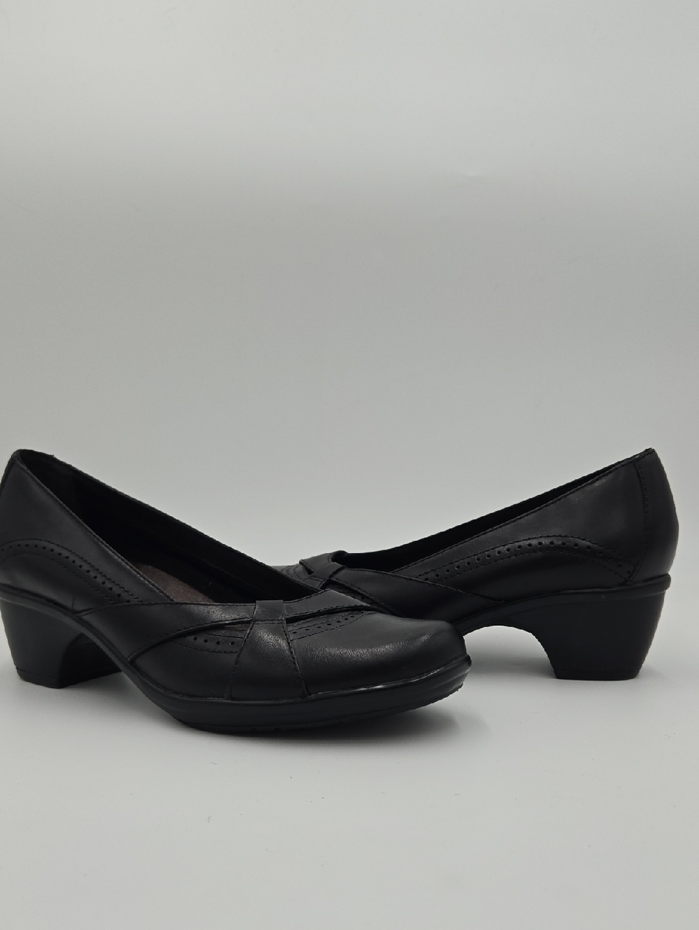 Clarks Black Low Block Heel Pumps for Women